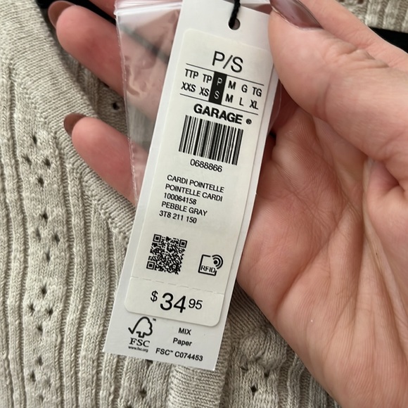 Garage Pointelle Cropped Cardigan SMALL - Picture 3 of 3